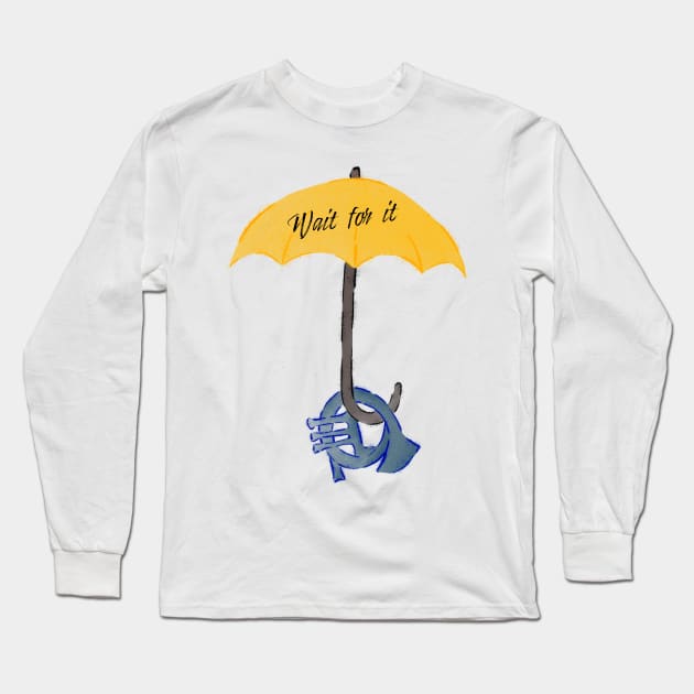 Yellow umbrella and blue horn black - Wait for it - green Long Sleeve T-Shirt by Uwaki